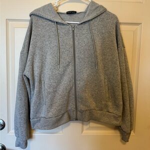 Shein light grey cropped zip up hoodie size medium